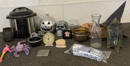 Farberware Instapot, Silver Pumpkin, Antique Alarm Clock And Halloween Decor And More!!!!