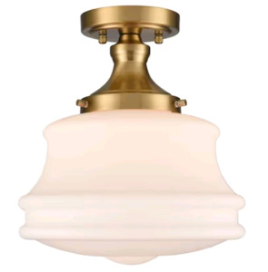 Claxy Opal 1 -Light 11-in Brushed Brass Semi Flush Mount Light