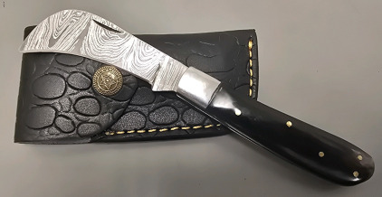 Hand Boline Damascus Folding Pocket Knife With Sheath- New