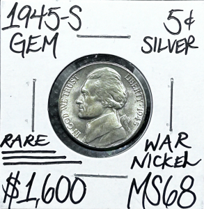 1945-S MS68 RARE Gem Silver War Nickel