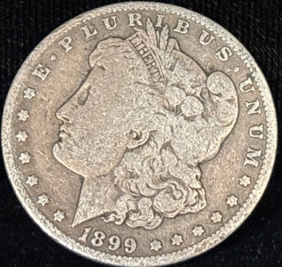 1899 Liberty Morgan Silver Dollar Coin, United States, E PLURIBUS UNUM