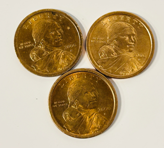(3) 2000 Sacajawea Dollar Coins
