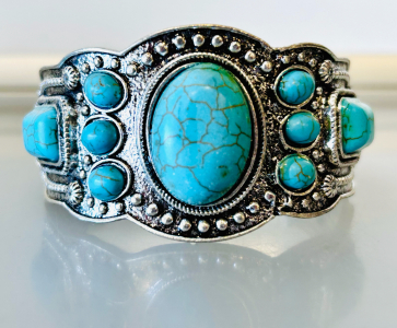 Western Style Silver and Turquoise Bracelet