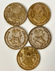 (5) Mexican 8 Reales "Peice Of Eight" Coins