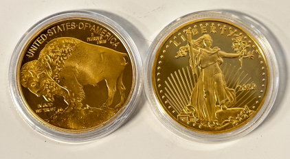 (2) Collectible United States Gold Coin Reproductions &ldquo;We Believe It To Be Reproduction, Please Inspect In Person"