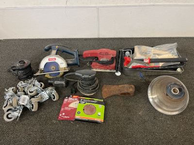 Ryobi 18.0, 1/3 Sheet Sander, Random Orit Sander with Hook & Loop Sanding Discs, Axe Blade with no Handle And Much More!!!