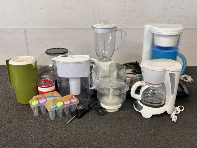 Kitchen Essentials Including: Blender, Ice Tea Maker, Me Coffee, Stir Crazy, Electric Griddle, and More