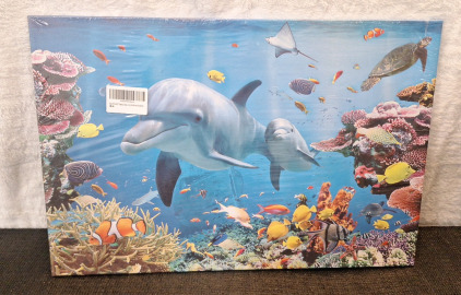 (2) Canvas Wall Art Prints, (1) Dolphin / Ocean Themed, 16"T x 24"W & (1) 5-Panel Chess Themed, 32"T x 60"W
