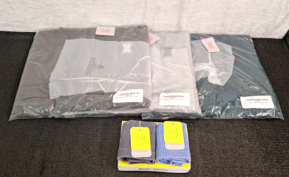 (3) Savage X Fenty Women's Short Robes, (1) Forged Iron, (1) Platinum Grey, (1) Hunter Green, All Size S/XS & (1) 2-Pack Of LemonSky Women's Ribbed Sports V-Neck Tank Tops Grey & Light Blue, Size S