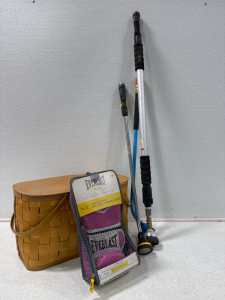 Picnic Basket, Women&rsquo;s Boxing Gloves, 3 Hose Attatchments