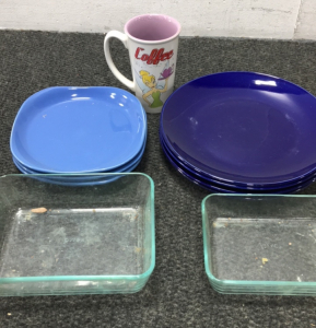 Box Of Dishes, Mugs, And More