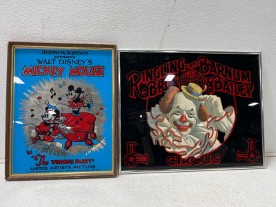 Ringling Bros clown photo, Mickey Mouse mirror photo