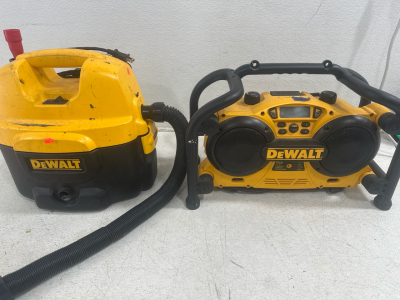 (1) Dewalt DC011 Jobsite Radio and (1) Dewalt DC500 Corded/Cordless Vacuum