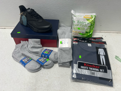 Shoes, socks, foot pads, long johns