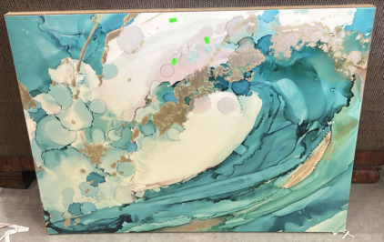 &ldquo;Marbled Aqua I&rdquo; Art By Ethan Harper 40&rdquo;x30&rdquo;