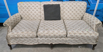 Vintage Fabric Padded Couch - 75"L x 34"D x 32"H