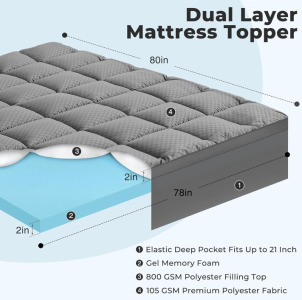 Olanly Dual-Layer 4&rdquo; King Sized Memory Foam Mattress Topper