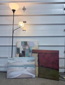 (1) Floor Lamp & (3) Large Wall Art Pictures