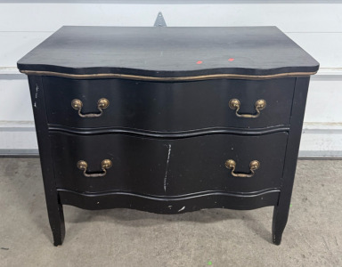 (1) 2- Drawer Black Wooden Dresser 33.5&rdquo; W x 20.5&rdquo; L x 27&rdquo; T