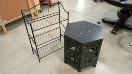 Small Wire Rack and Small End Table Black 22x20, 24x10x32