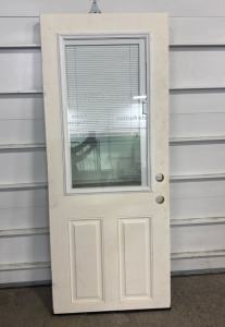 (1) Masonite 30&rdquo; x 72.5&rdquo; Fiberglass Exterior Door With Blinds