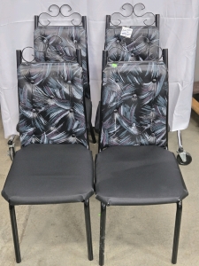 (4) Retro Style Dining Room Padded Chairs - 37"H