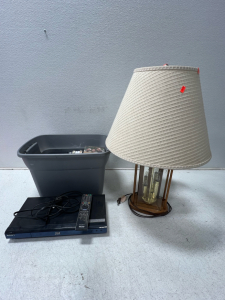 Lamp, blue ray player, movies