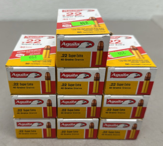 Aguila .22 Super Extra Ammunition, Copper-Plated, 40 Grain, 500 Rounds