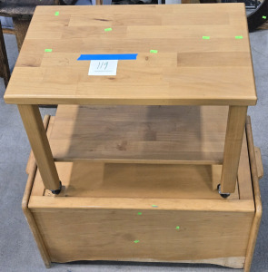 Medium Size Wood Toy Chest - 31&frac12;"L x 17"D x 17"H & Small Wood Rolling Storage Table - 26"L x 17"D x 19&frac12;"H