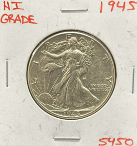 1945 Walking Liberty Half Dollar, Silver Coin, High Grade