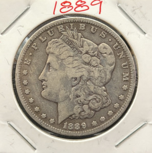 1889 Morgan Dollar Coin, United States Mint, One Dollar, 90% Silver