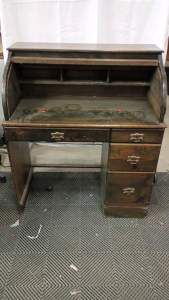 Vintage Roll Top Desk Dark Stain 35x19x42
