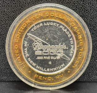 Fitzgeralds 2000 Limited Edition Ten Dollar Silver Gaming Token