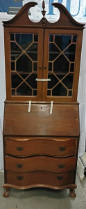 Vintage Wood Secretary Desk Cabinet Medium Stain