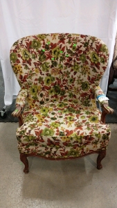 Vintage Cloth Chair Wooden Frame