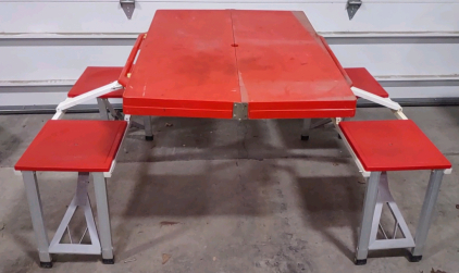 A 54&frac12;"x 34"x 26&frac12;" (Red) Foldable Kids Camping Picnic Table w/ Bench Seats