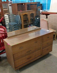 Mid Century Modern Vanity Dresser Medium Stain