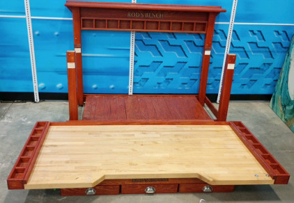 Large Wooden Work Bench/ Reloading Bench and with Drawers and Cubbies