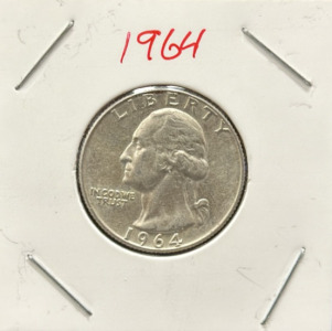 1964 Washington Quarter, Denver Mint, 90% Silver, George Washington Design