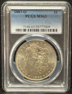 1883-O Morgan Dollar, PCGS MS63, New Orleans Mint, Serial: 50777009