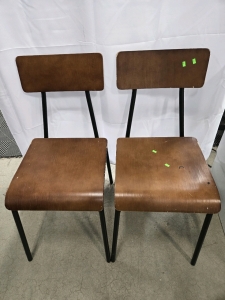 (2) Metal Framed Wood Chairs - 39"H