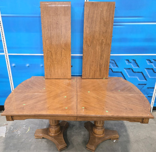 Vintage 1980s Glossy Wood Extendable Dining Room Table - 65"L (W/O Extensions) x 42"D x 30"H