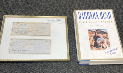 Barbara Bush Signed Book And Collectible Checks