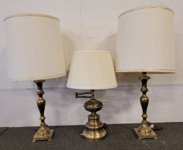 (3) Brass Lamps