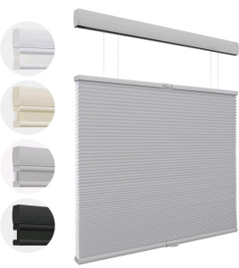 (2) MiLin Cordless Top Down Bottom Up Cellular Shades Color-Matched Cellular Blinds for Windows Honeycomb Design Blinds & Shades (Light Filtering Grey, Custom Size) 31"W&times;64"H And (2) MiLin Cordless Top Down Bottom Up Cellular Shades Color-Matched Cellular