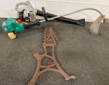 Weed Eater, Leaf Blower And A Victorian Bench