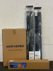 22&rdquo; Metal Furniture Legs, (2) Black Blackout Curtains & 113 Air Filter