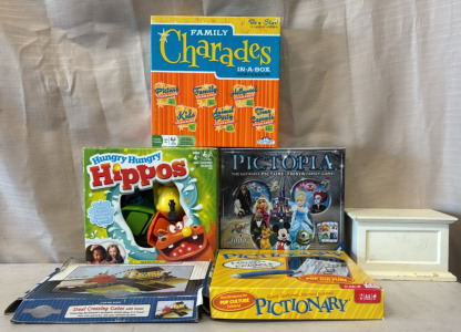 Assortment Of Board Games & Small White Box