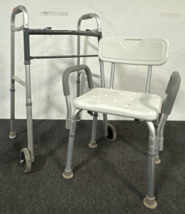Shower Chair and Nova Folding Walker w/5&rdquo; Wheels