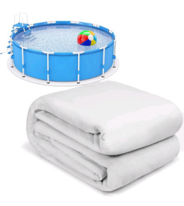 (2) 18 Ft Round Pool Liner Pad For Above Ground Swimming Pools Durable Puncture Resistant Floor Mat Extend Liner Life Polyester Geotextile Material(White)